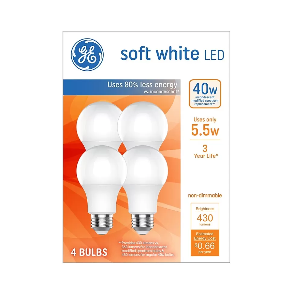 GE 5.5 Watt Soft White LED neral-Purpose Bulb, 4/Pack (93131062) Discount