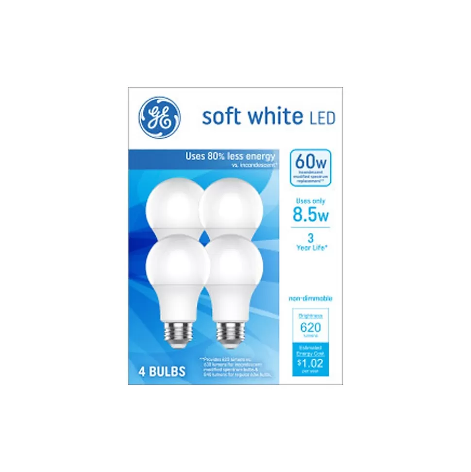 GE 8.5 Watt Soft White LED neral-Purpose Bulb, 4/Pack (93131063) Cheap