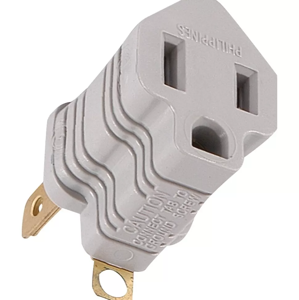 GE Polarized Grounding Adapter Plug, Gray Outlet