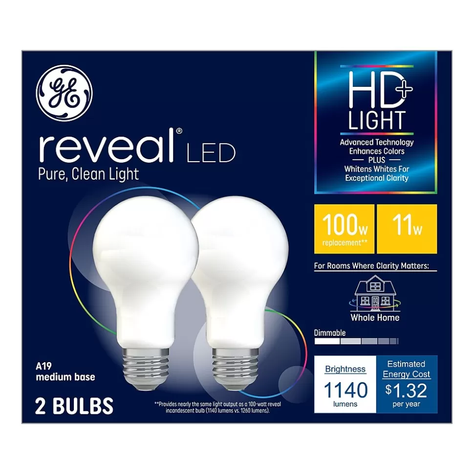 GE Reveal 11 Watt Warm White LED neral-Purpose Bulb, 2/Pack (46657) Clearance