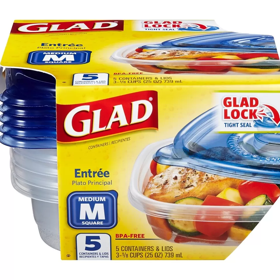 Glad Home Collection Containers, 25 Oz., 5/Pack (79067) Outlet
