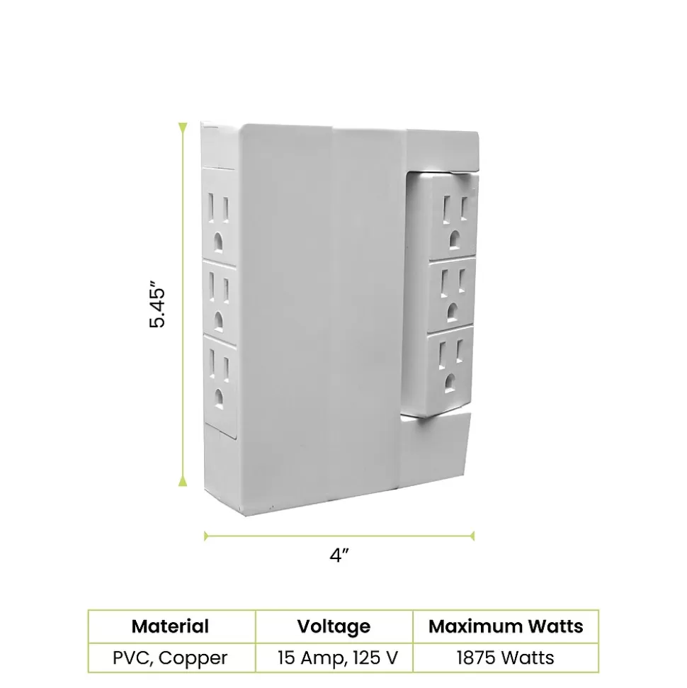 GoGreen Power 6 Outlet Swivel Wall Tap Adapter, White (GG-16000TSW) Best