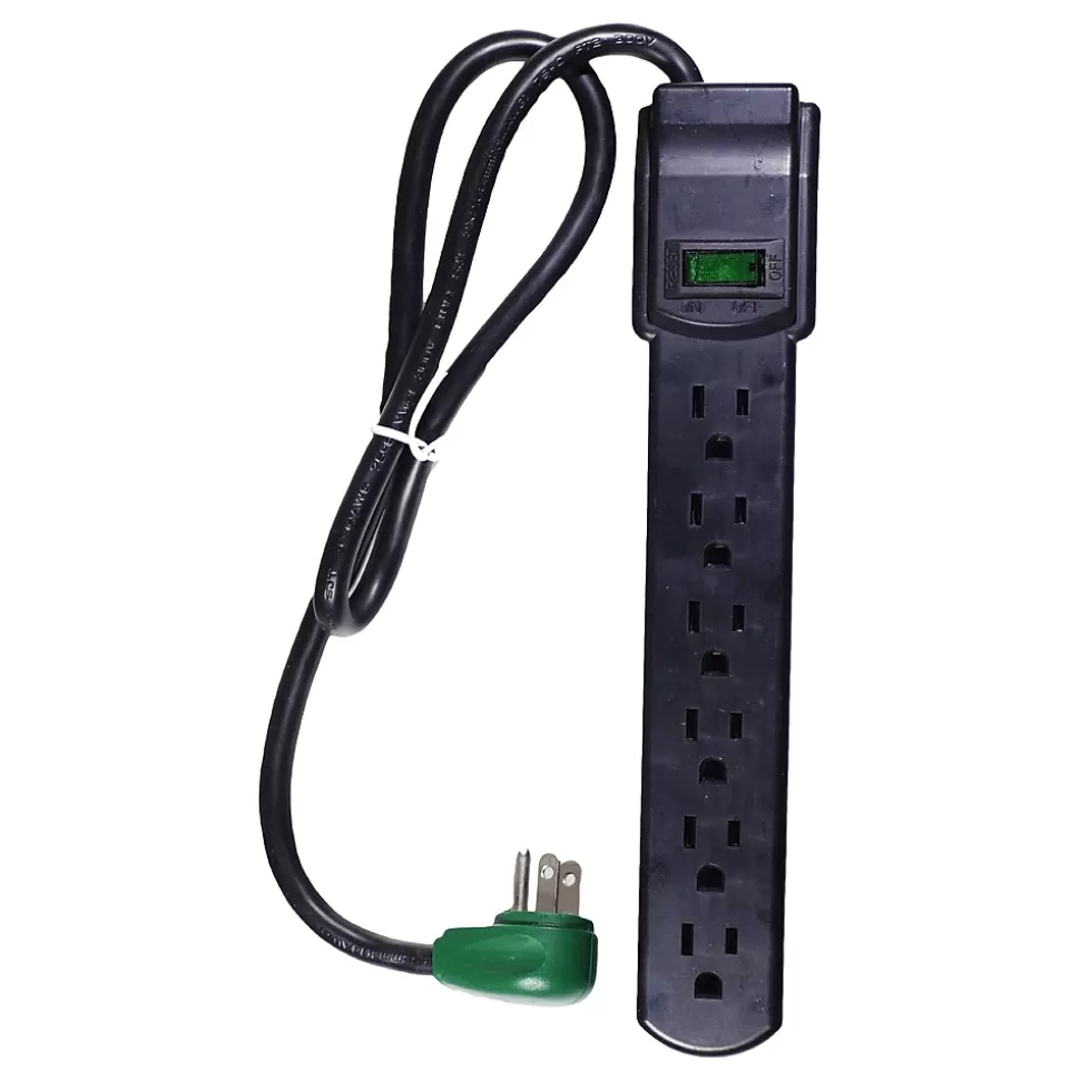 GoGreen Power 2.5' Surge Protector, 6 Outlet, Black (GG-16103MSBK) Online