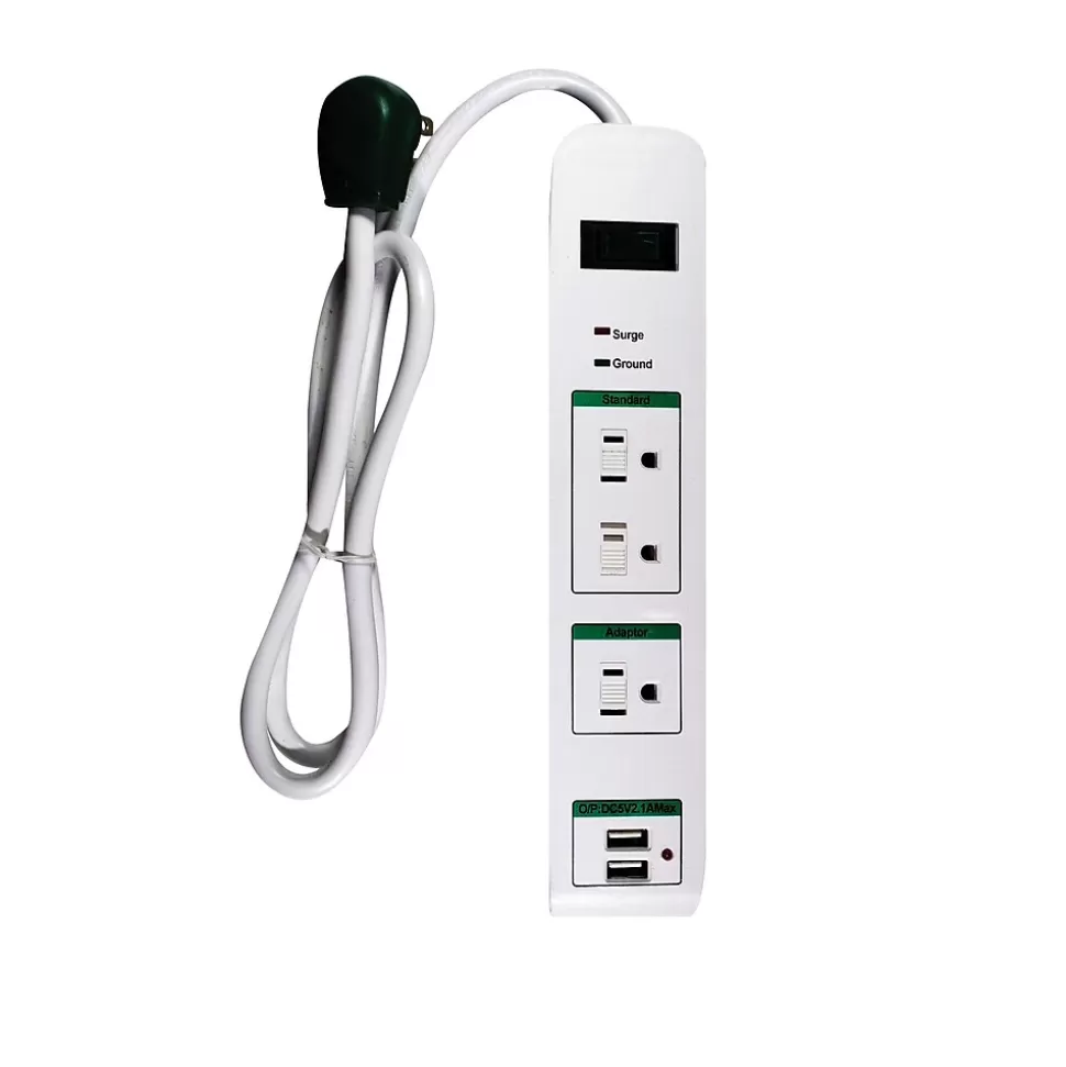 GoGreen Power 3' Surge Protector, 3 Outlet, White (GG-13103USB) Shop