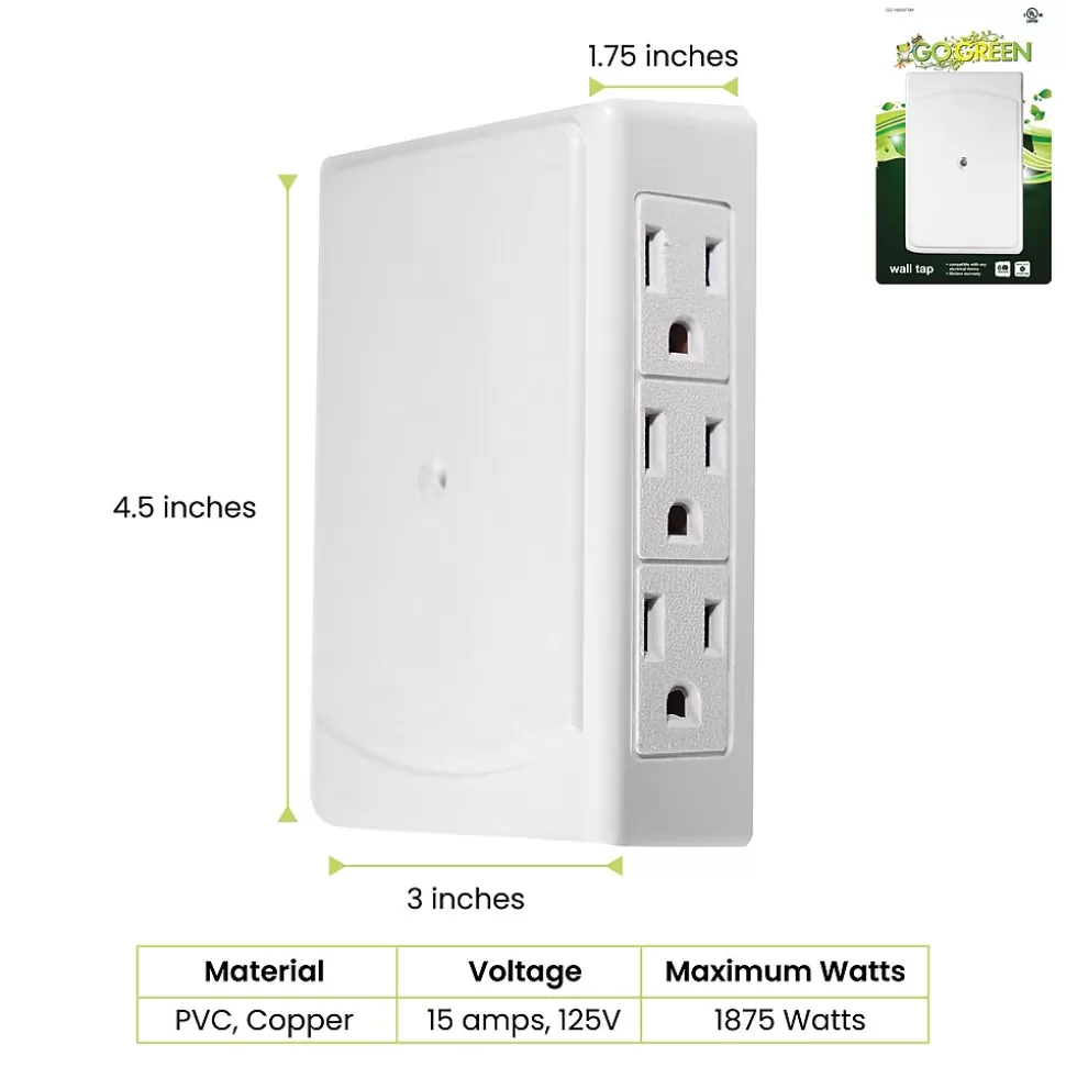 GoGreen Power Side Mount Wall Tap, 6 Outlet White (GG-16000TSM) Best