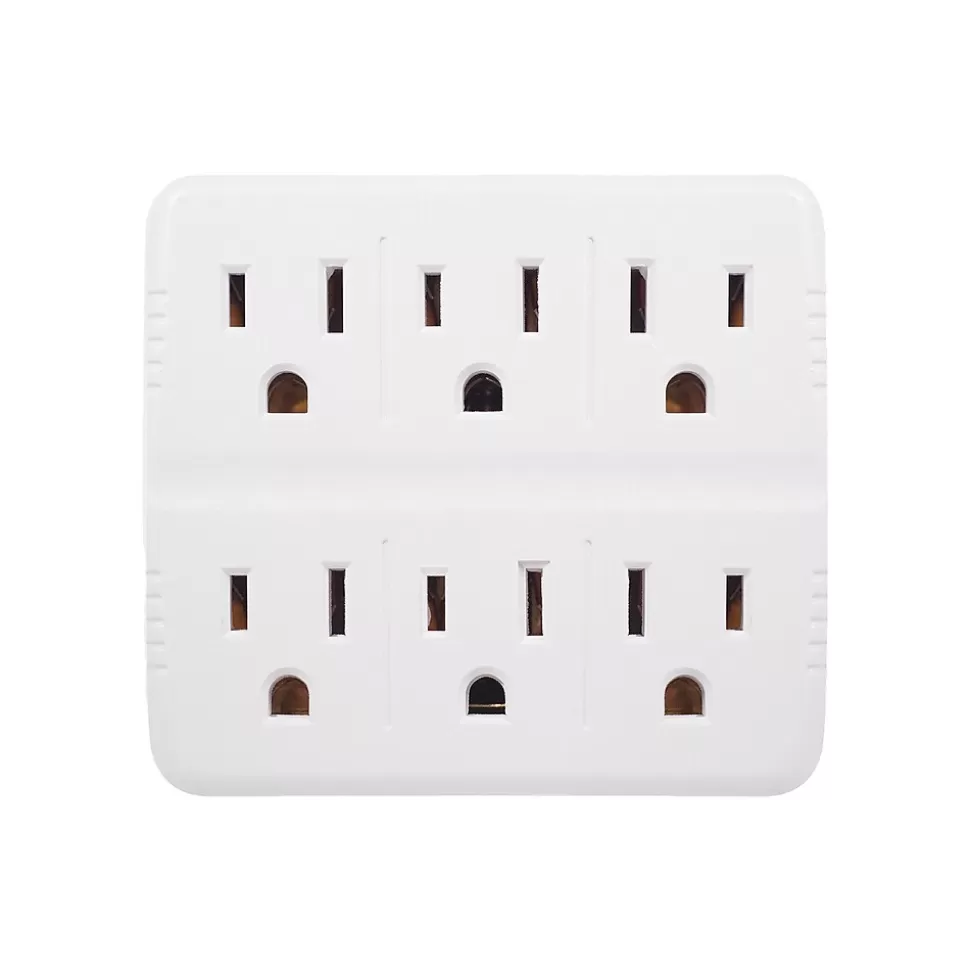 GoGreen Power Wall Tap, 6 Outlet, White, 3/Pack (GG-16000TW) New