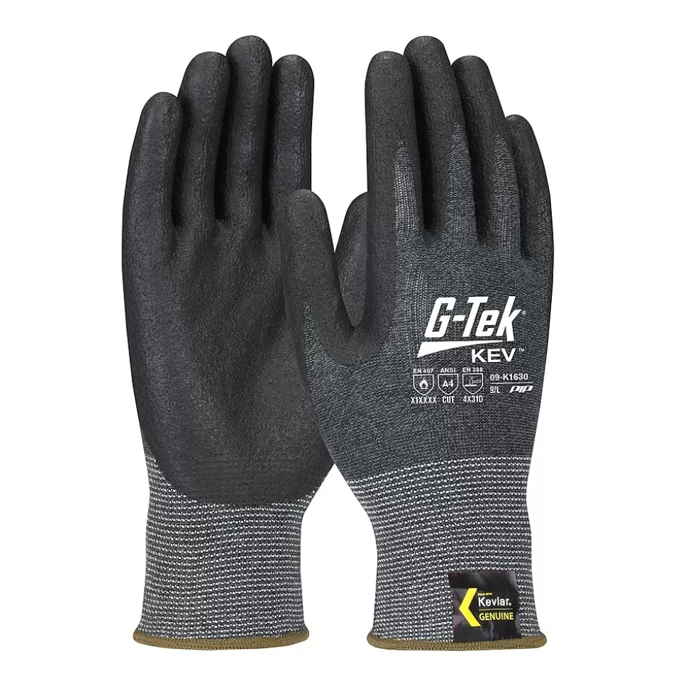 G-Tek KEV Gloves, Kevlar Engineered Yarn, Black 13 Gauge, Nitrile Foam, ANSI A4, Medium (09-K1630/M) Best