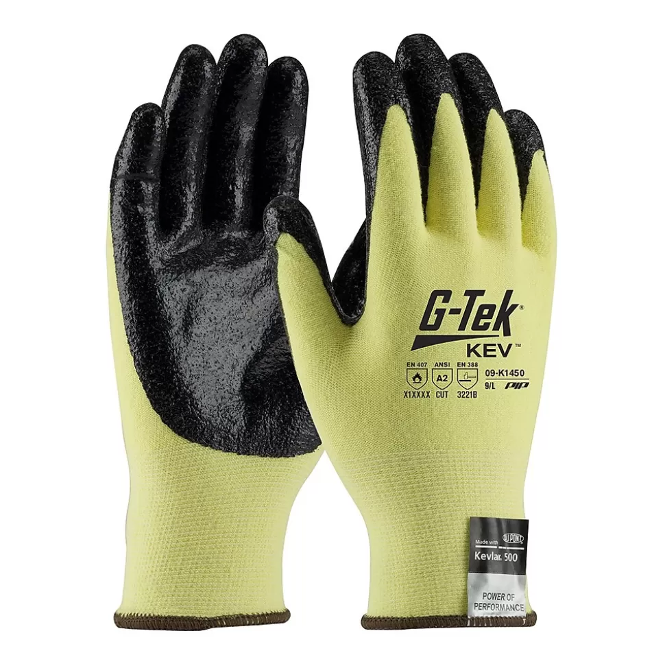 G-Tek KEV Seamless Knit Nitrile Coated Cut Resistant Gloves, ANSI A2, Yellow, X-Large, 12 Pairs (09-K1450/M) Best Sale