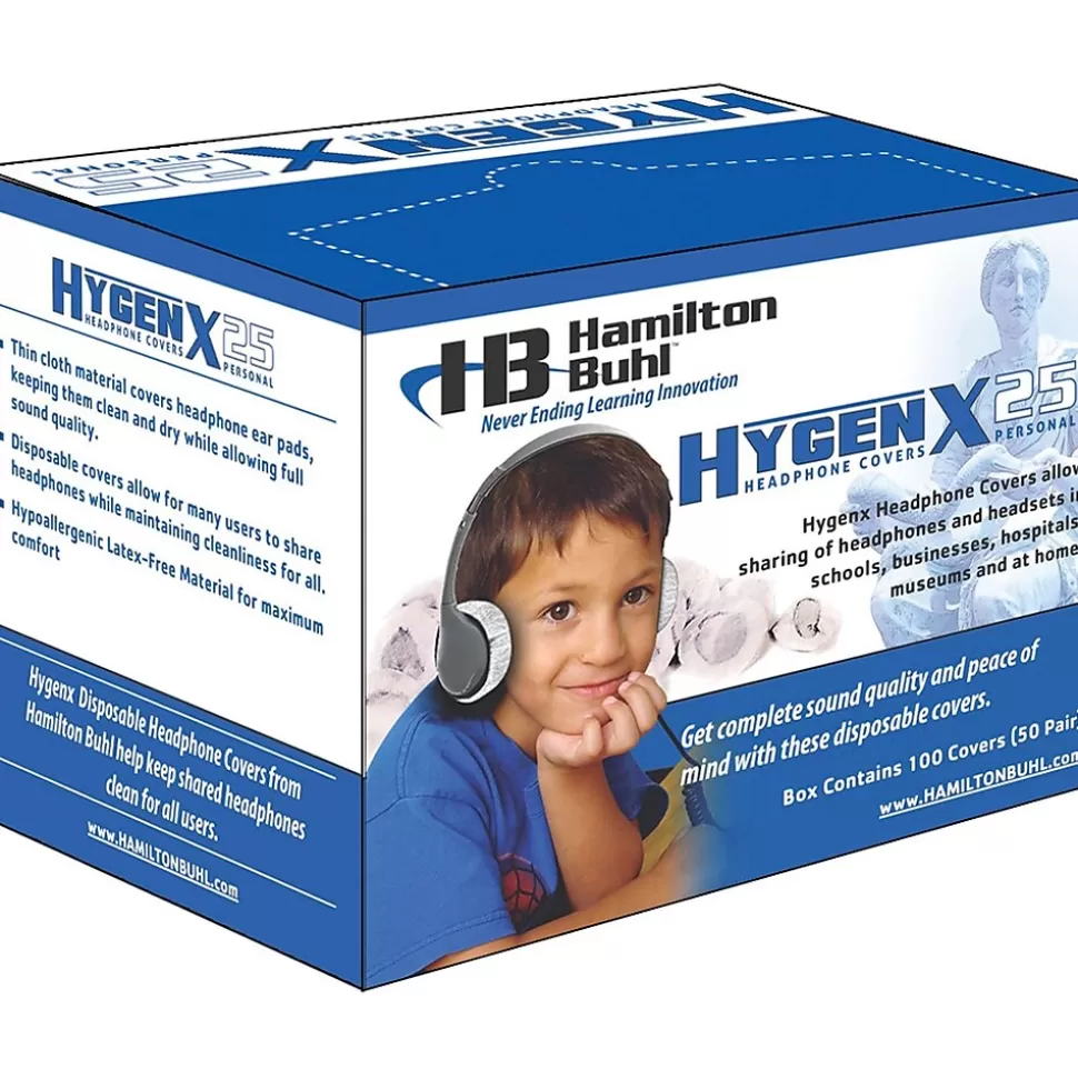 Hamilton Buhl ™ HygenX Disposable Headphone Covers, 2.5" - 4" Diameter, 50/PR, 2 PR/BD Flash Sale