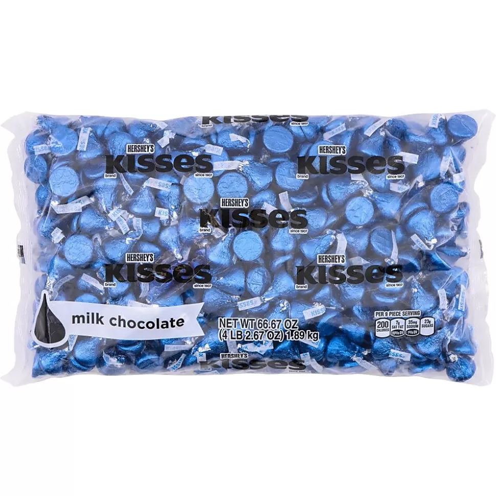KISSES HERSHEY'S Dark Blue Foil Milk Chocolate Pieces, 66.7 oz., 400/Bag (HEC60194) Online