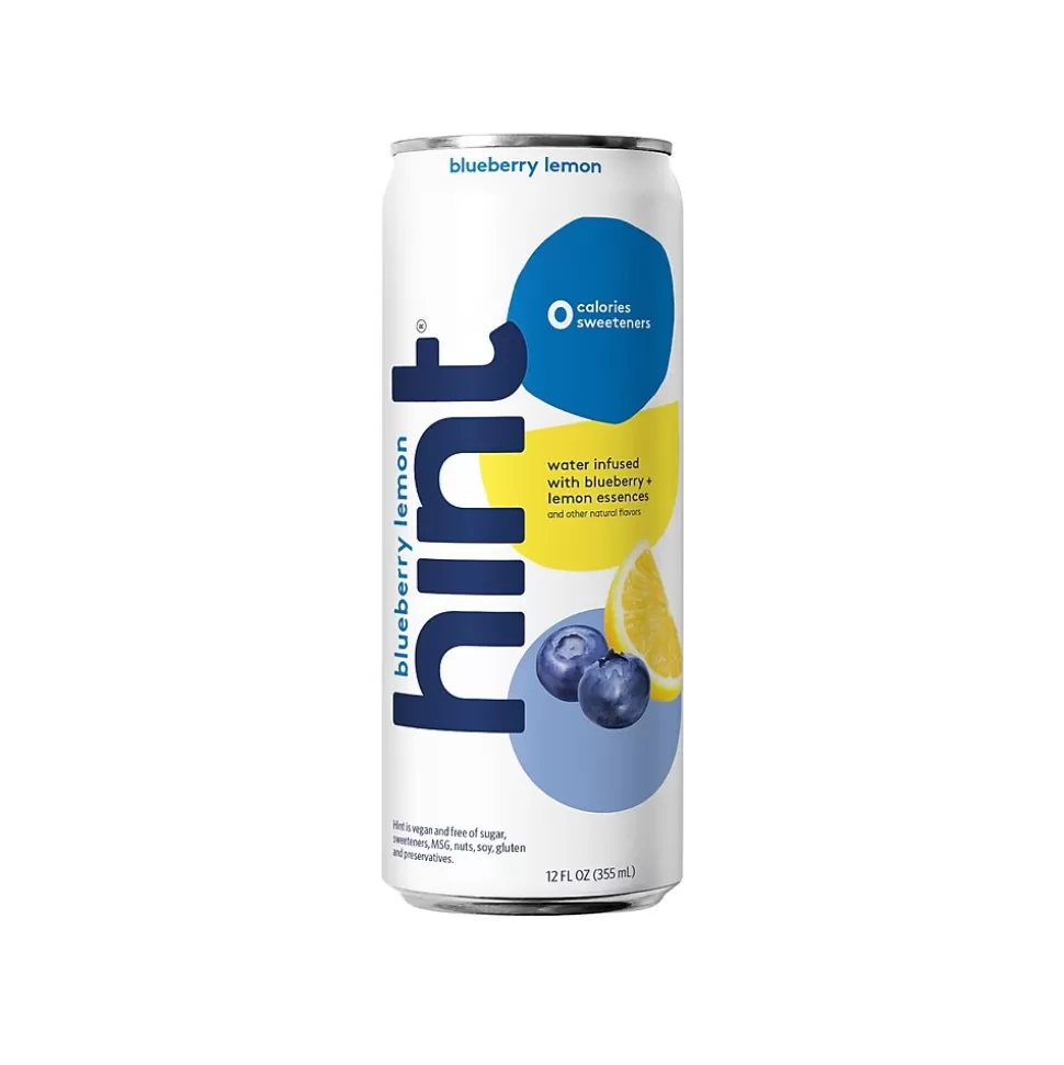 Hint Blueberry Lemon Flavored Purified Water, 12 fl. oz., 24 Cans/Carton (00337) New