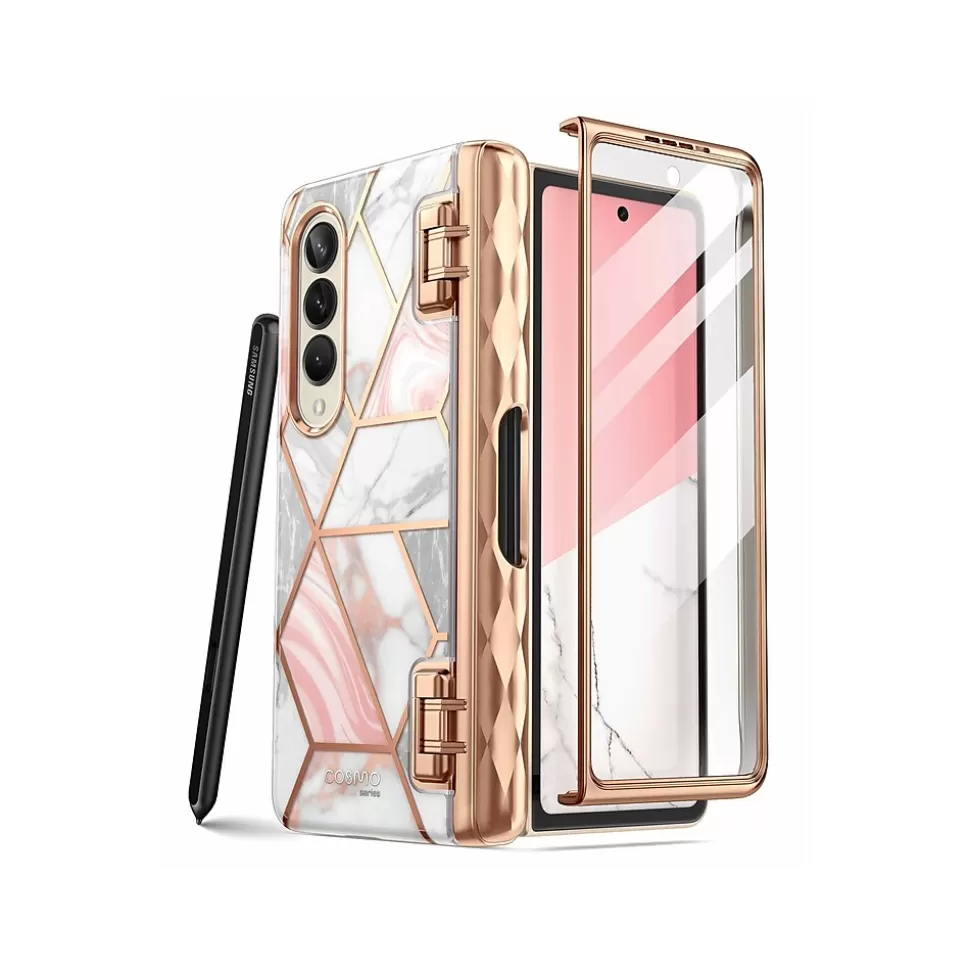 i-Blason Cosmo Pro Marble Pink Snap Case for Samsung Galaxy Z Fold4 (Galaxy2022-ZFold4-5G-Cosmo-Pen-SP-Marble) Store