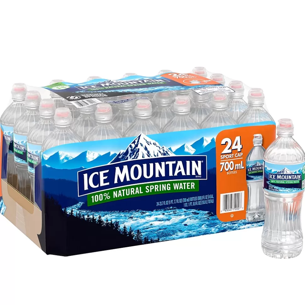 Ice Mountain 100% Natural Spring Water, Regular Flavor, 700ml Bottles with Sport Cap, 24/Carton (12087164) Hot