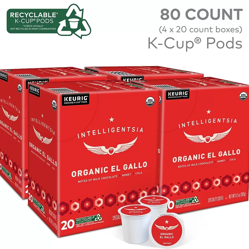 Intelligentsia Organic El Gallo Coffee, Keurig K-Cup Pod, Light Roast, 20/Box, 4 Boxes/Carton (5000371867CT) Online