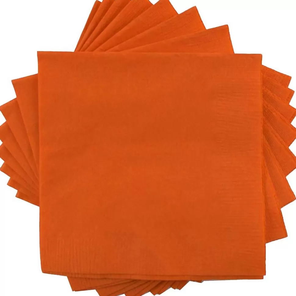 JAM Paper Beverage Napkin, 2-ply, Orange, 40 Napkins/Pack (5255620725) Cheap