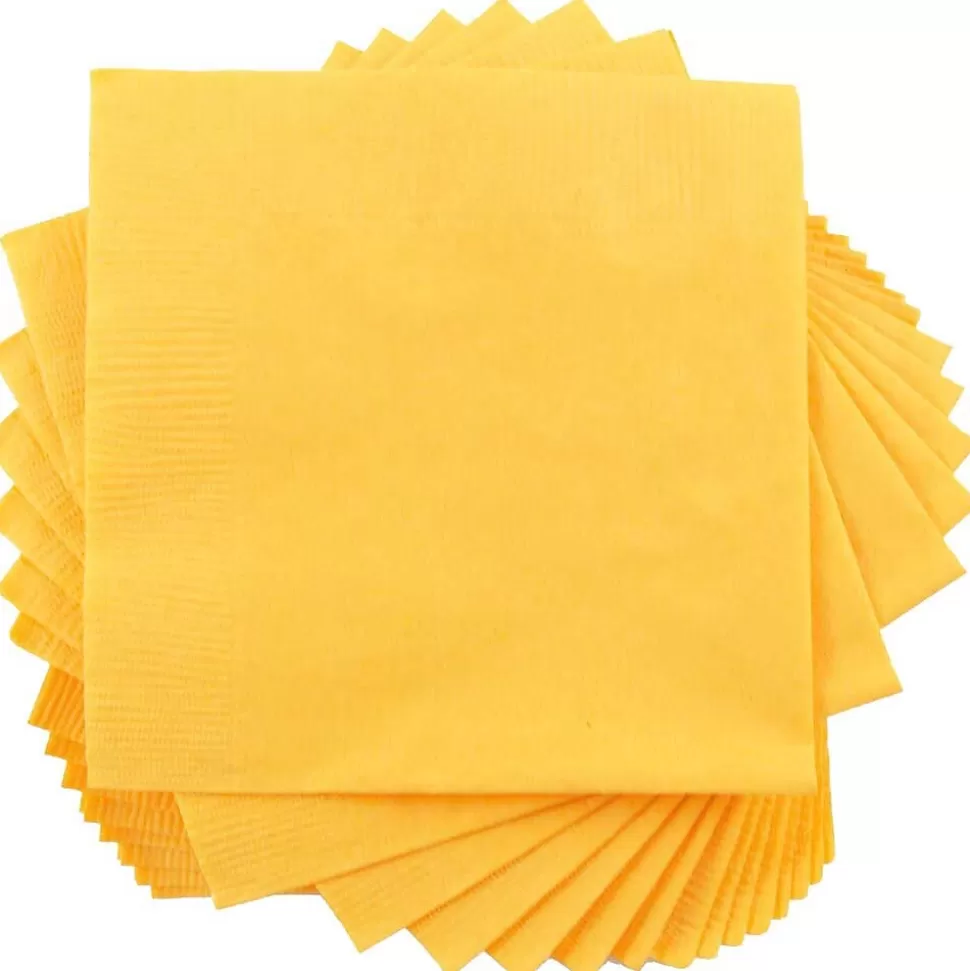 JAM Paper Beverage Napkin, 2-ply, Yellow, 50 Napkins/Pack (255621944) Cheap