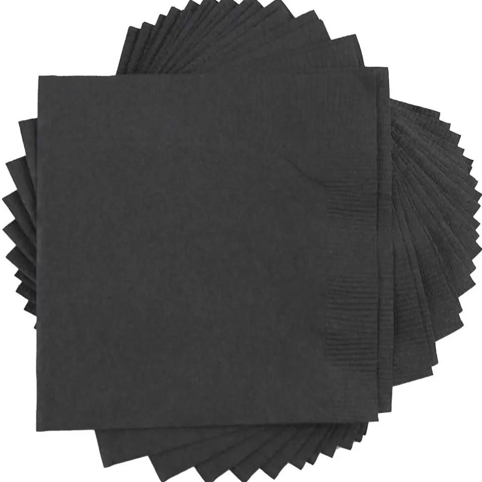 JAM Paper Lunch Napkin, 2-ply, Black, 50 Napkins/Pack (6255620716) Best