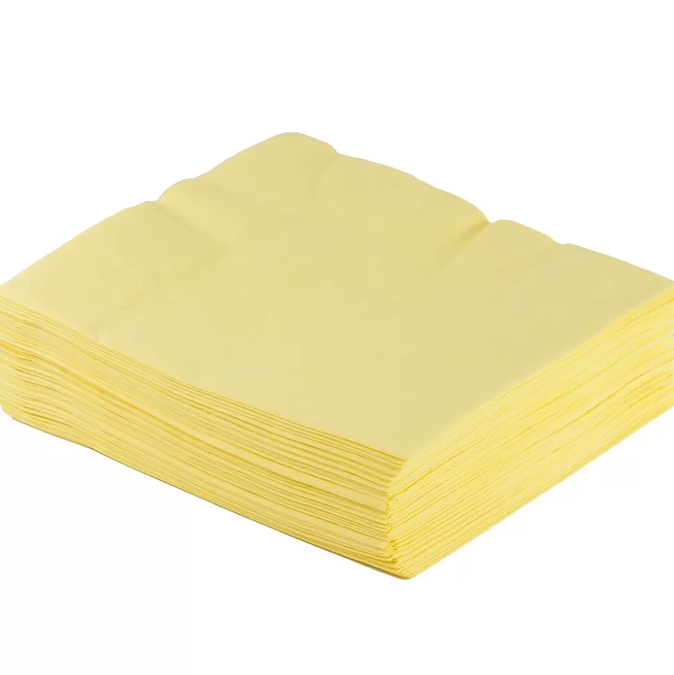 JAM Paper Lunch Napkin, 2-ply, Light Yellow, 50 Napkins/Pack (62556207LYE) Store