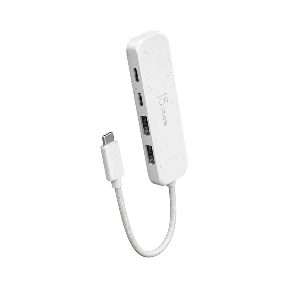 j5create Eco-Friendly 4-Port USB-C Hub, Pure White (JCH342EW) Fashion