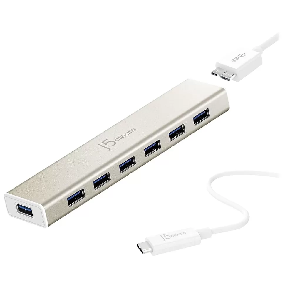 j5create 7-Port USB 3.0 Hub, Silver (JCH377US) Online