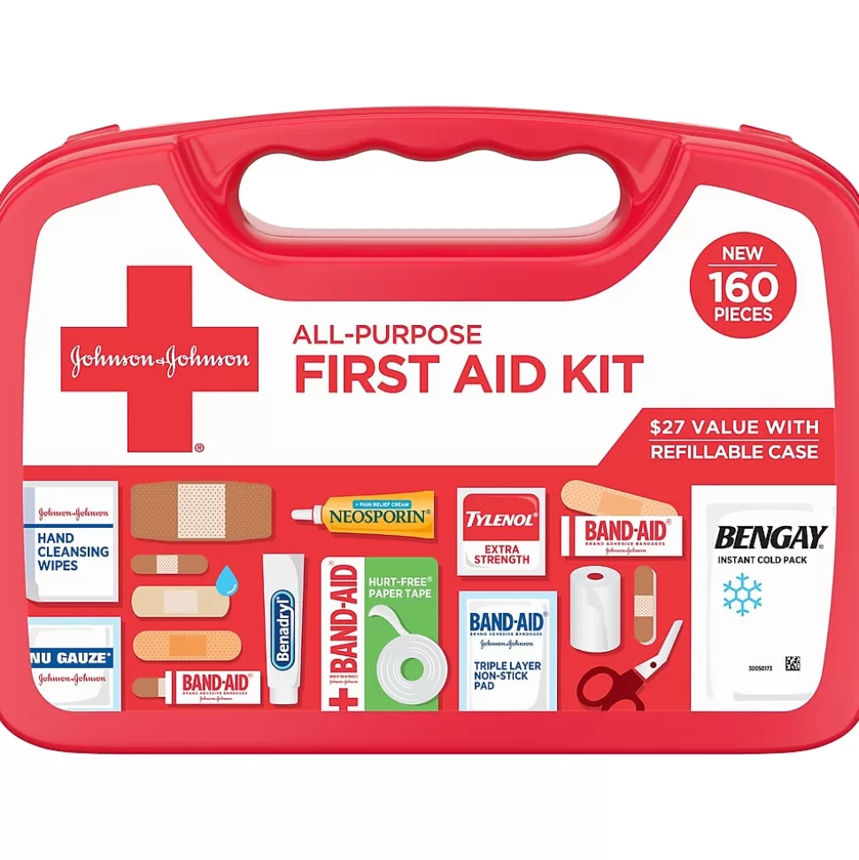 Johnson & Johnson All-Purpose First Aid Kit, 160 Pc. (202045) Hot