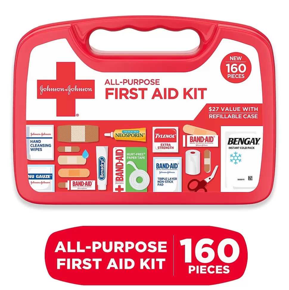 Johnson & Johnson All-Purpose First Aid Kit, 160 Pc. (202045) Hot