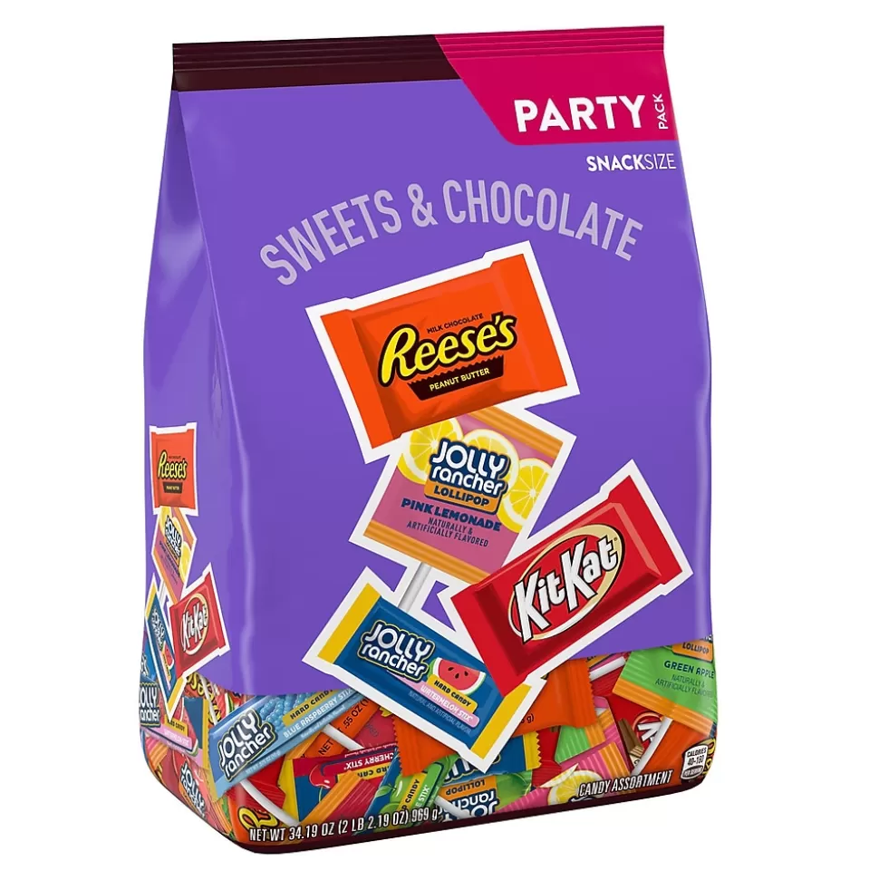 Hershey's JOLLY RANCHER, KIT KAT and REESE'S Assorted Flavored Snack Size, Candy Party Pack, 34.19 oz (HEC93942) Hot