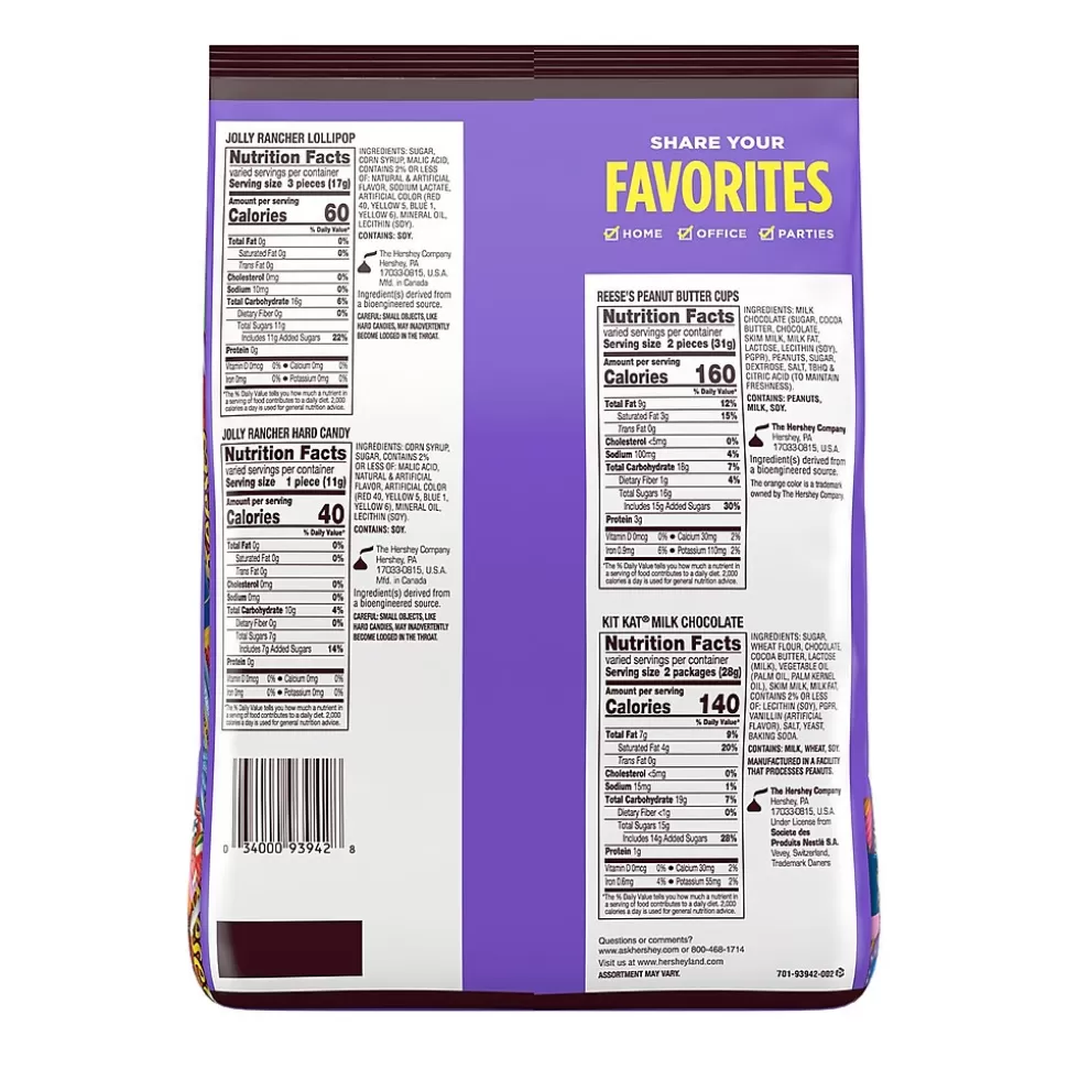 Hershey's JOLLY RANCHER, KIT KAT and REESE'S Assorted Flavored Snack Size, Candy Party Pack, 34.19 oz (HEC93942) Hot