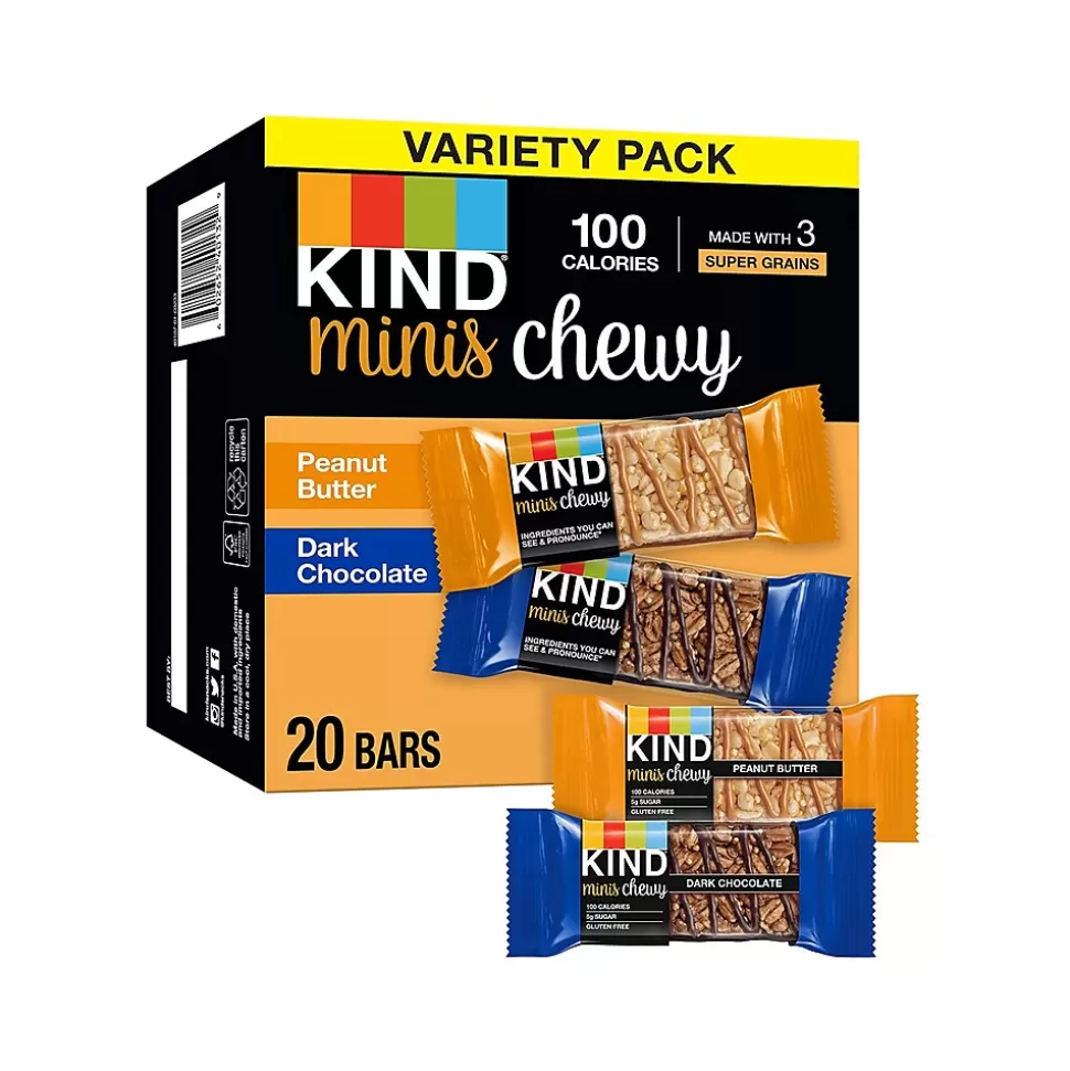 KIND Chewy Minis Gluten-Free Bar Variety Pack, 0.81 oz., 20 Bars/Box (40106) New