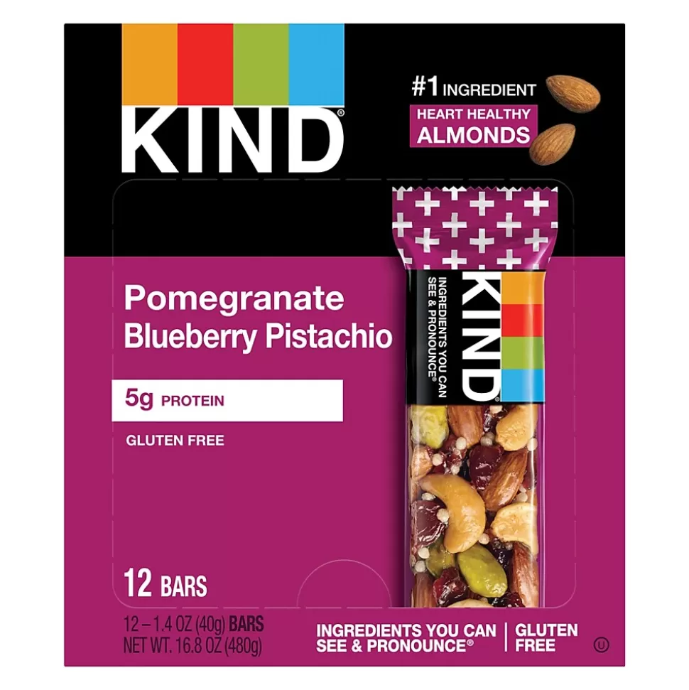 KIND Gluten Free Pomegranate Blueberry Pistachio Nutrition Bar, 1.4 oz., 12 Bars/Box (PHW17221) Fashion