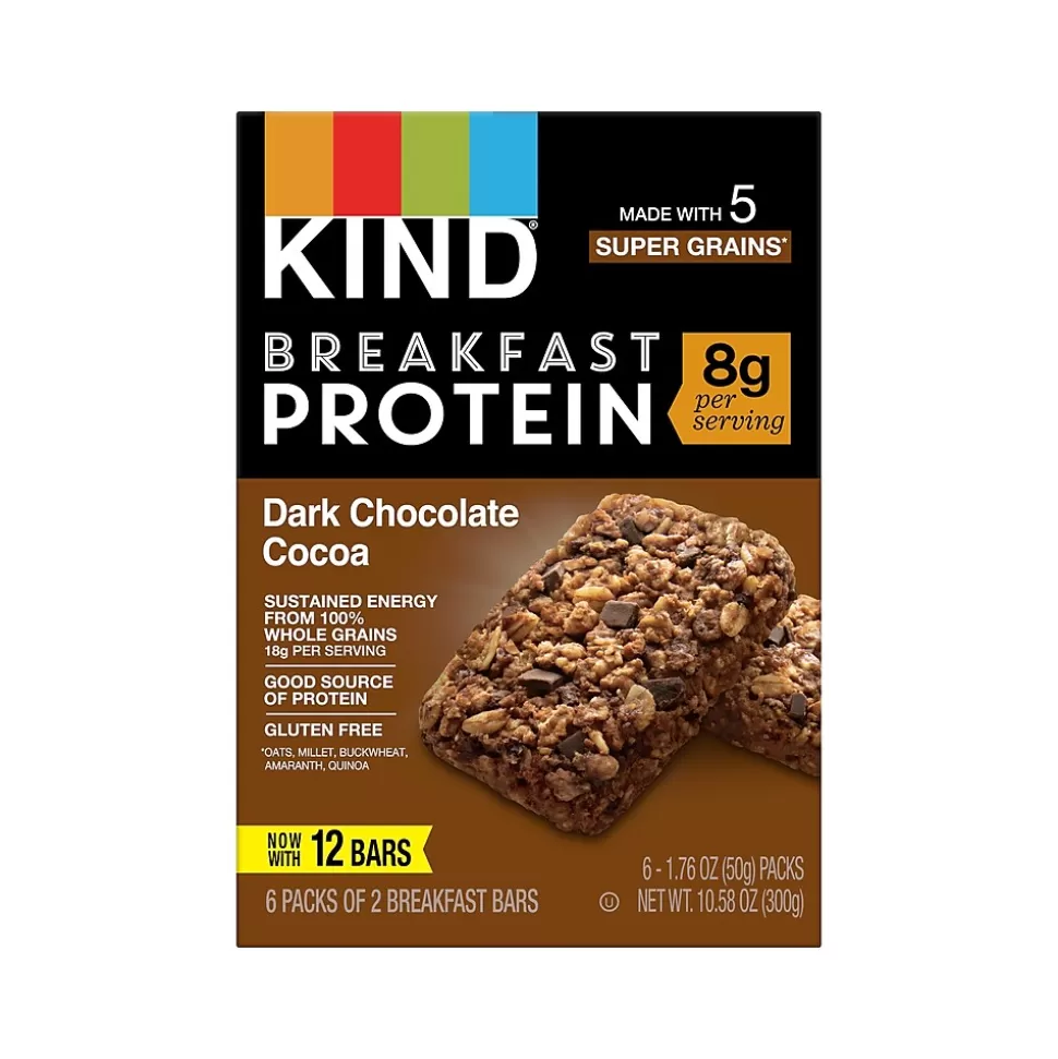 KIND Gluten-Free Dark Chocolate Cocoa Protein Breakfast Bar, 0.88 oz., 6 Bars/Box (41936) Best