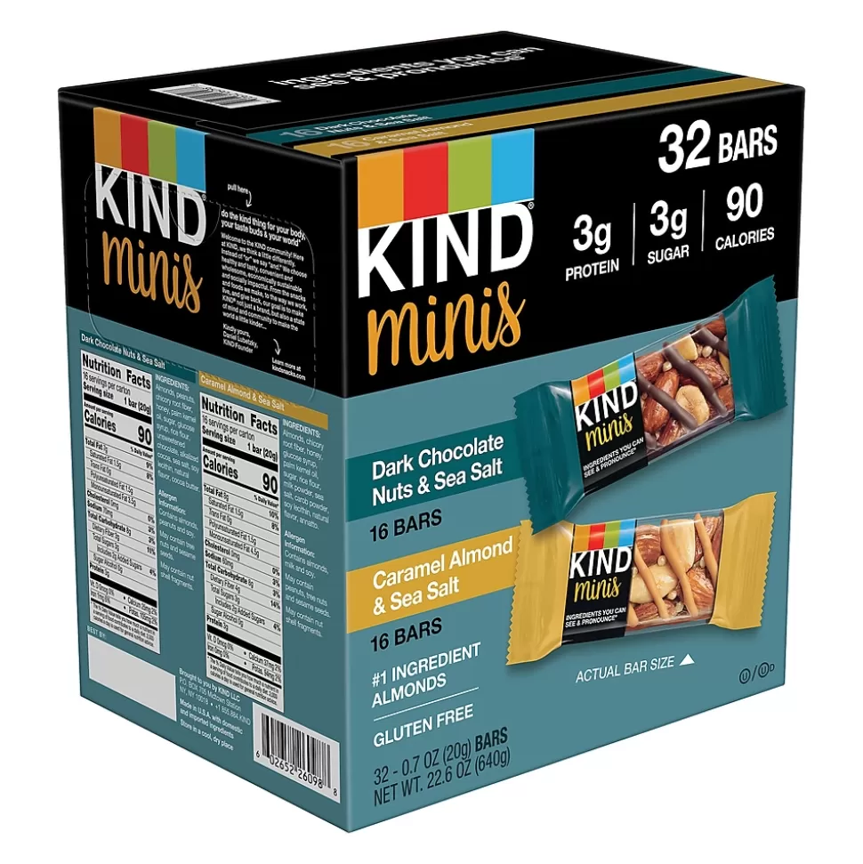 KIND Minis Gluten Free Nut Bar, Variety Pack, 32 Bars/Box (220-00799) Cheap