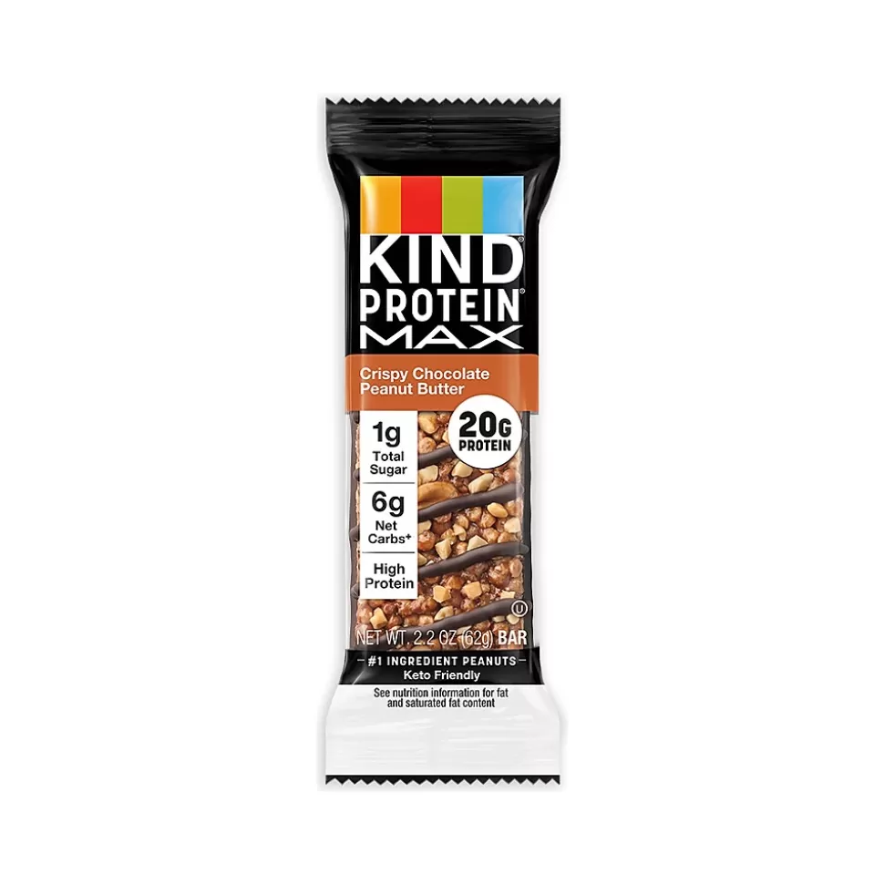 KIND Protein MAX Gluten Free Crispy Chocolate Peanut Butter Protein Bar, 2.2 oz., 12 Bars/Box (43470) Outlet