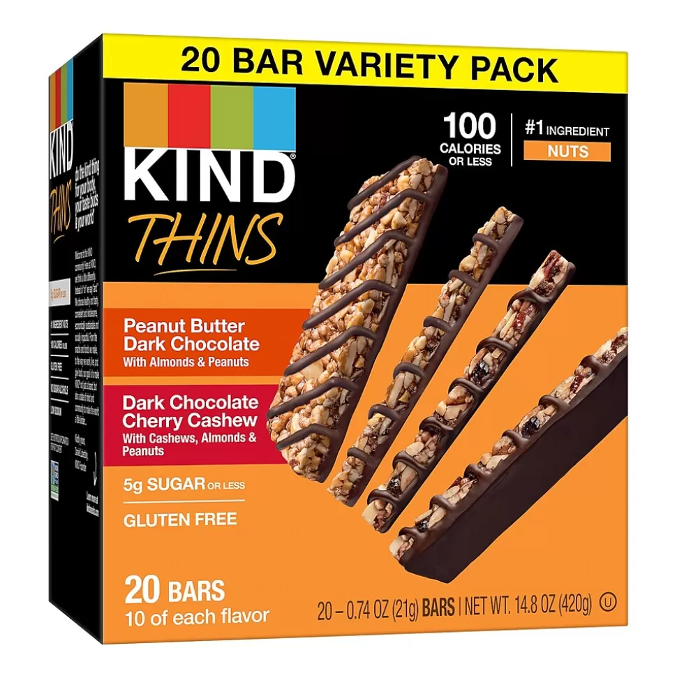 KIND Thins Gluten Free Bar Variety Pack, 14.8 oz., 20 Bars/Box (41891) Cheap