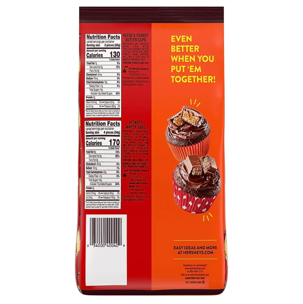 Hershey's KIT KAT and REESE'S Assorted Milk Chocolate Flavored Miniatures, Candy Party Pack, 33.36 oz (HEC40040) Outlet