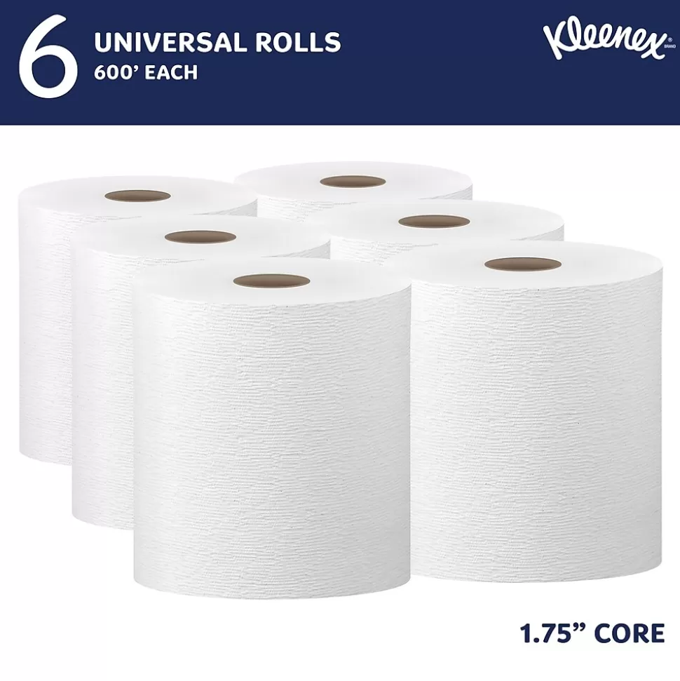 Kleenex Essential Plus+ Recycled Hardwound Paper Towels, 1-ply, 600 ft./Roll, 6 Rolls/Carton (50606) Clearance