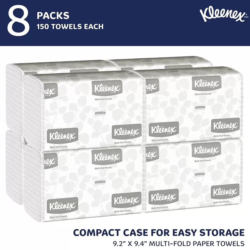 Kleenex Recycled Multifold Paper Towels, 1-ply, 150 Sheets/Pack, 8 Packs/Carton (02046) Best