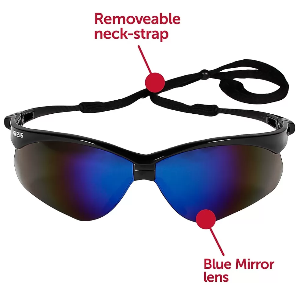 KleenGuard Nemesis Safety Glasses, Wraparound, Blue Lens (14481) Sale