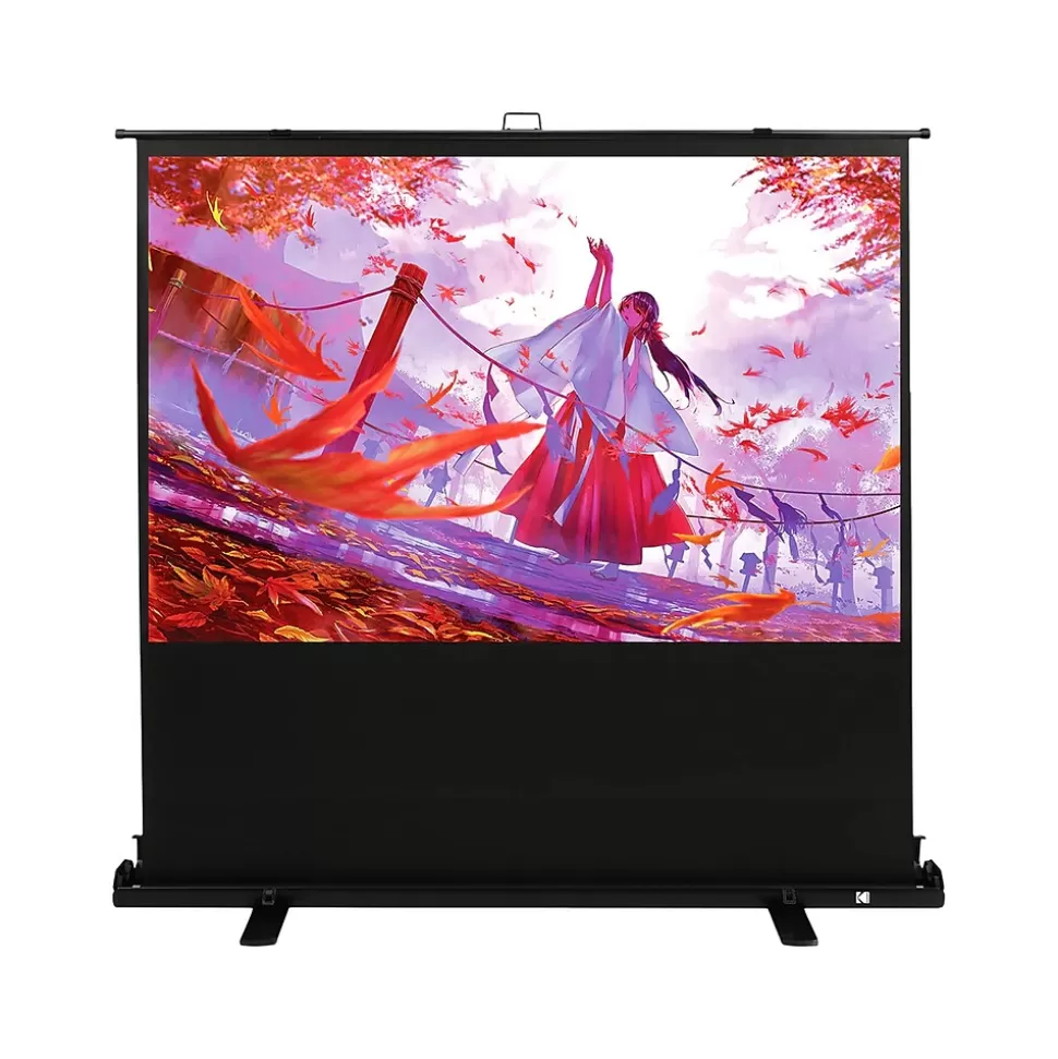 Kodak 100" Portable Manual Floor Projector Screen, Matte White/Black (RODPJSPFU100) Flash Sale