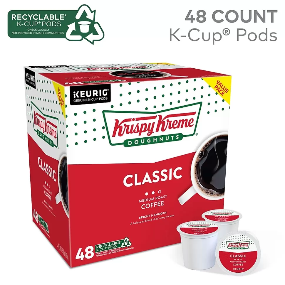 Krispy Kreme Classic Coffee Keurig® K-Cup® Pods, Medium Roast, 48/Box (373163) New