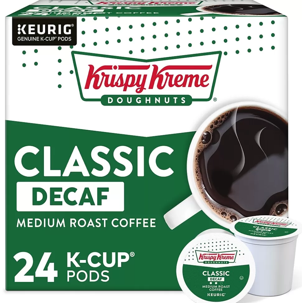 Krispy Kreme Classic Decaf Coffee, Medium Roast, Keurig K-Cup Pods, 24/Box (06111) Discount
