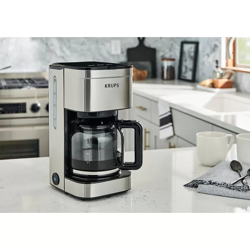 Krups Simply Brew 10-Cups Automatic Drip Coffee Maker, Stainless Steel (KM203D50) New