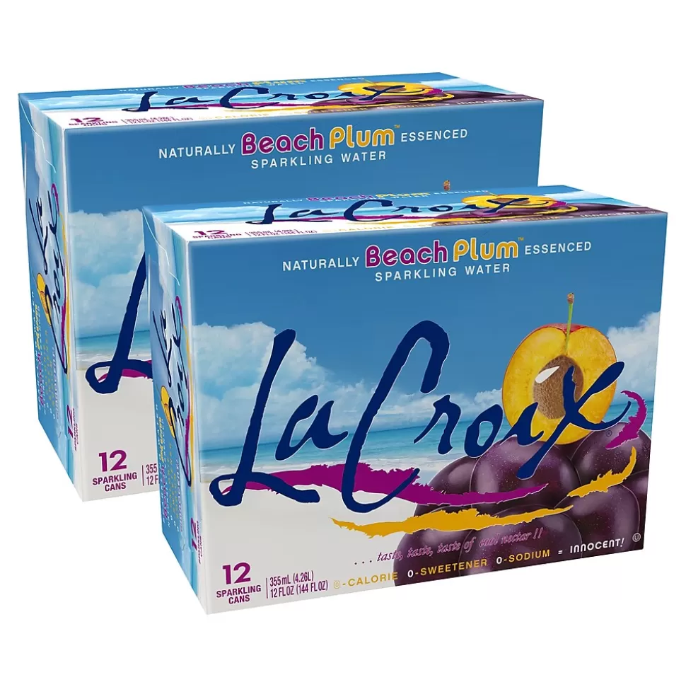 Lacroix Beach Plum Sparkling Seltzer Water, 12 Fl. Oz., 12 Cans/Pack, 2 Packs/Carton (15021762) Cheap