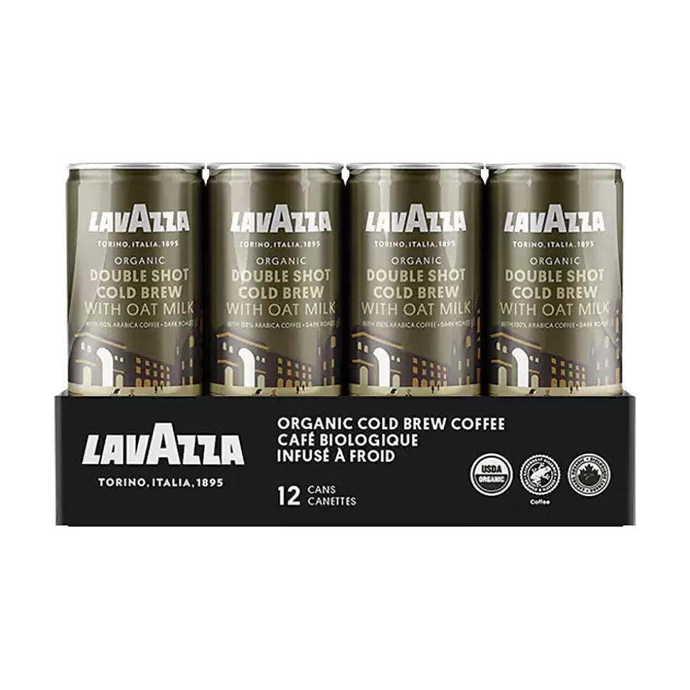 Lavazza Double Shot Oat Milk Cold Brew Coffee, Dark Roast, 8 fl. oz., 12/Carton (2121) Flash Sale
