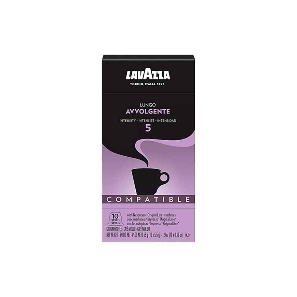 Lavazza Lungo Avvolgente Coffee Nespresso Original Capsules, Dark Roast, 10/Box (1953000969) Flash Sale