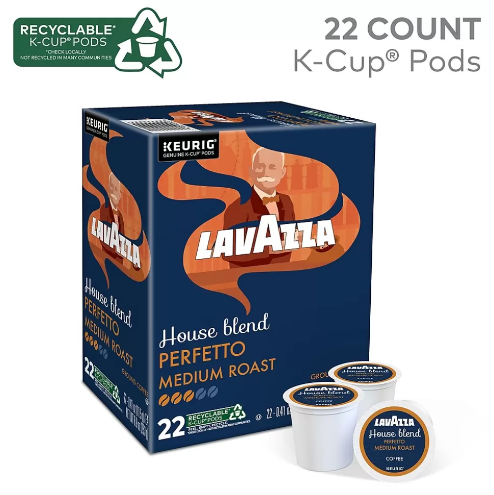 Lavazza Perfetto Coffee Keurig® K-Cup® Pods, Dark Roast, 22/Box (5000382580) New