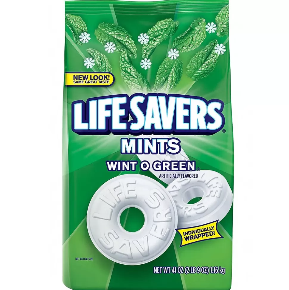 LifeSavers LIFE SAVERS Wint-O-Green Individually Wrapped Breath Mints, 2.5 lb. Stand-up Bag (LEFEWINT6) Best Sale