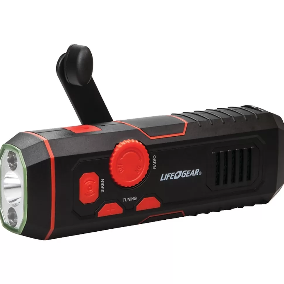 Life+Gear 120-Lumen Stormproof USB Crank Flashlight & Radio (LG38-60675-RED) Discount