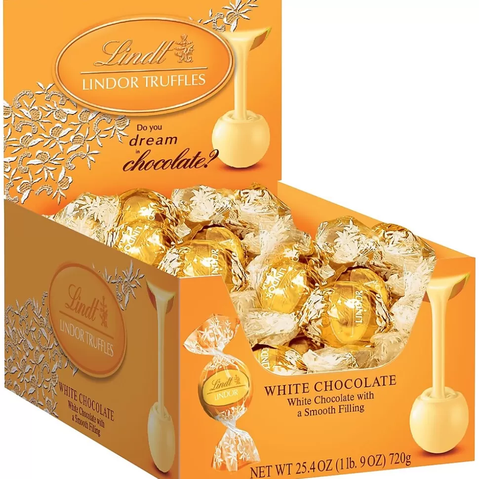 Lindt LINDOR Chocolate Truffles, White Chocolate, 60 Truffles/Box Shop