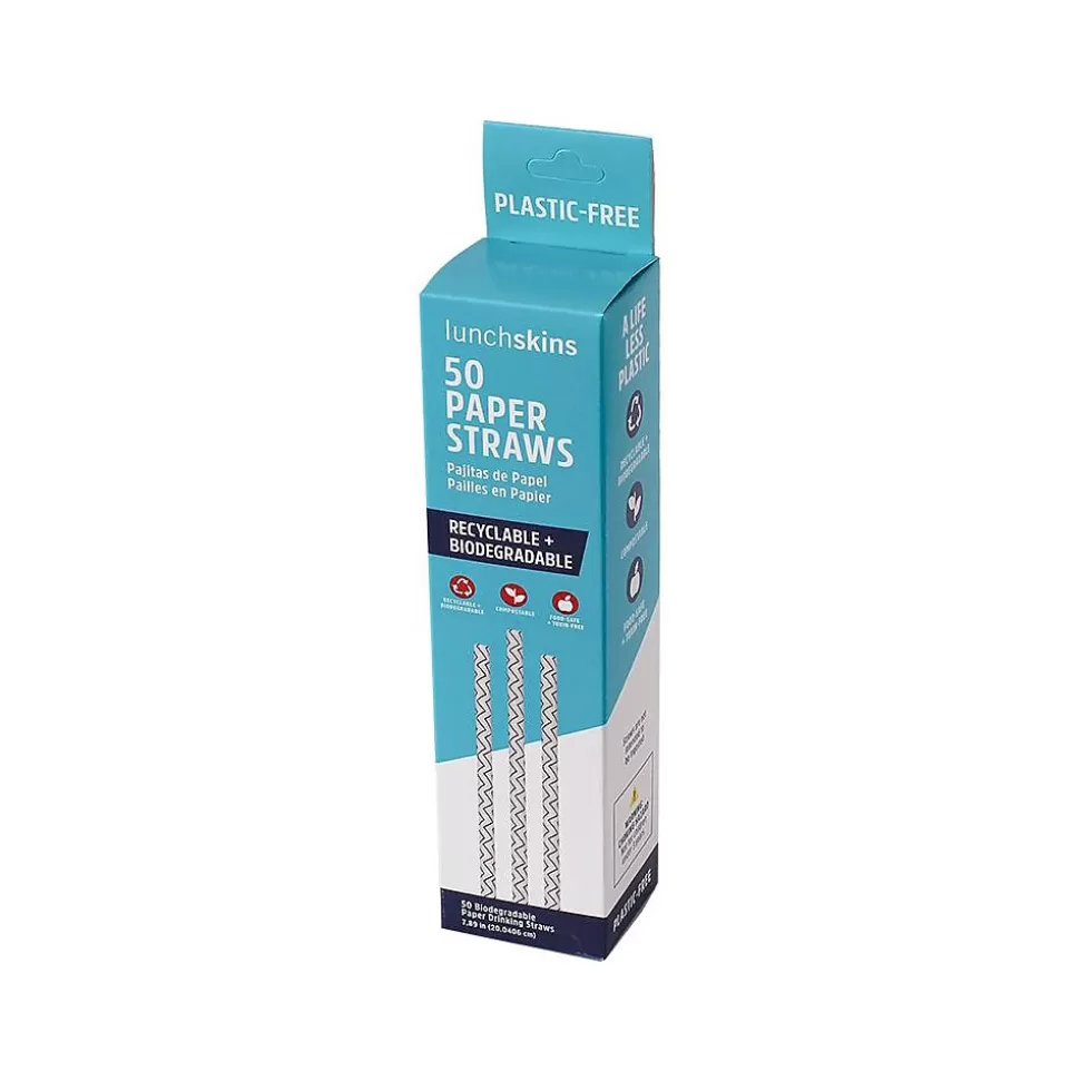 LunchSkins Blue Chevron Paper Straw, 50/Box (860000894432) Clearance